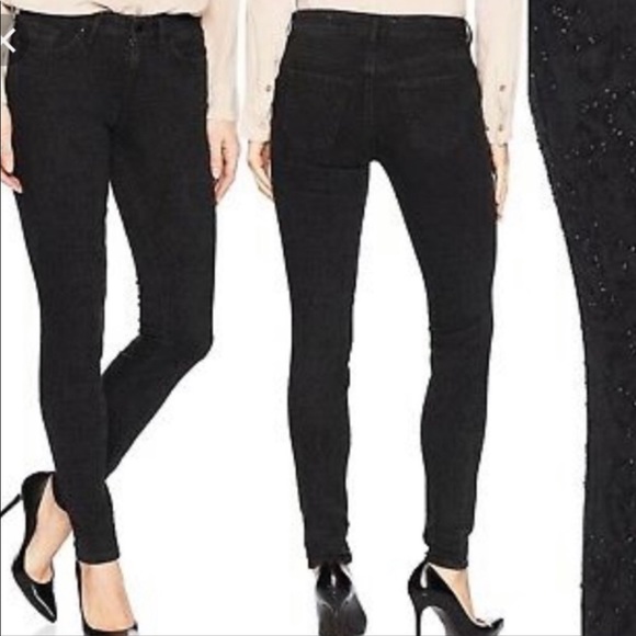 William Rast Denim - William Rast black textured perfect mid rise skinny jeans